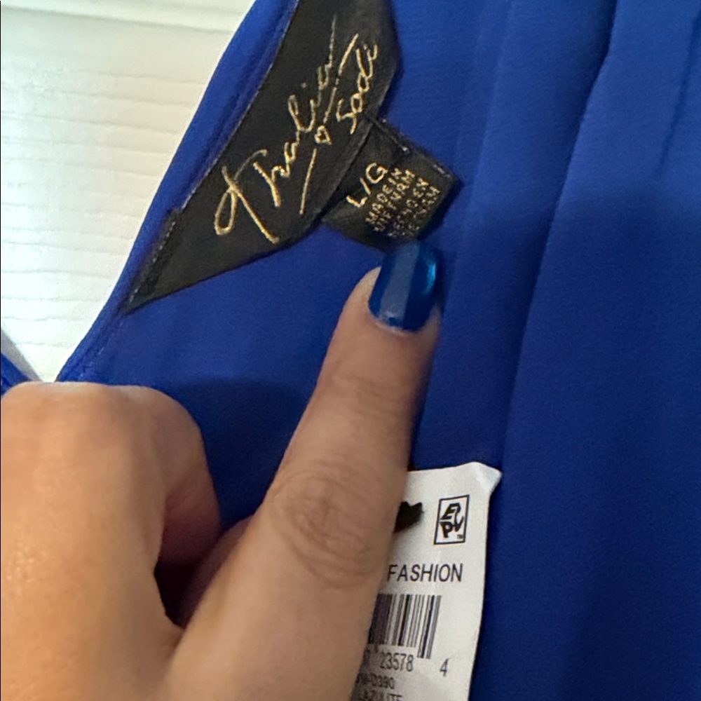 Elegant Blue Sleeveless Dress - Picture 4 of 6